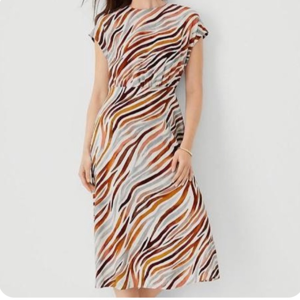 Ann Taylor Mock Neck Midi Dress - Linen